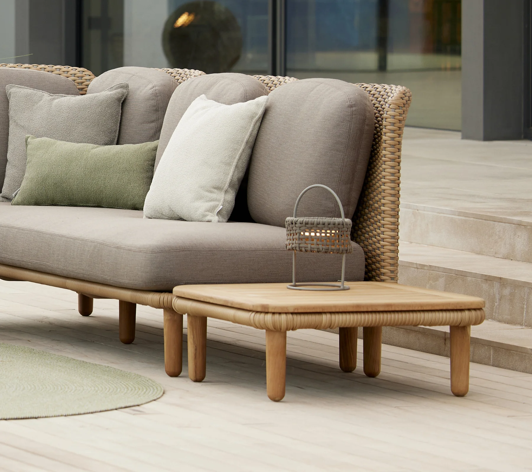 Arch coffee table w/teak table top - Image 7