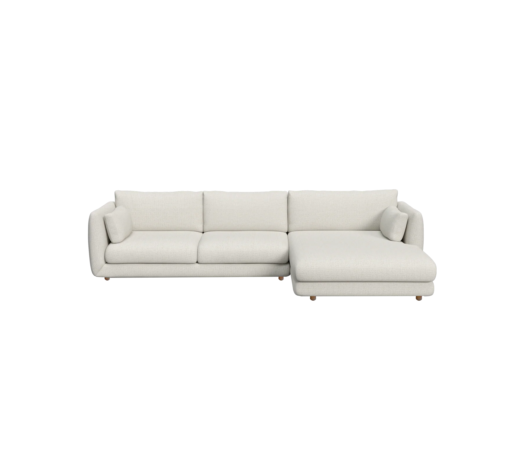 Bloom 2-seater sofa with chaise longue, left and teak legs - Image 12
