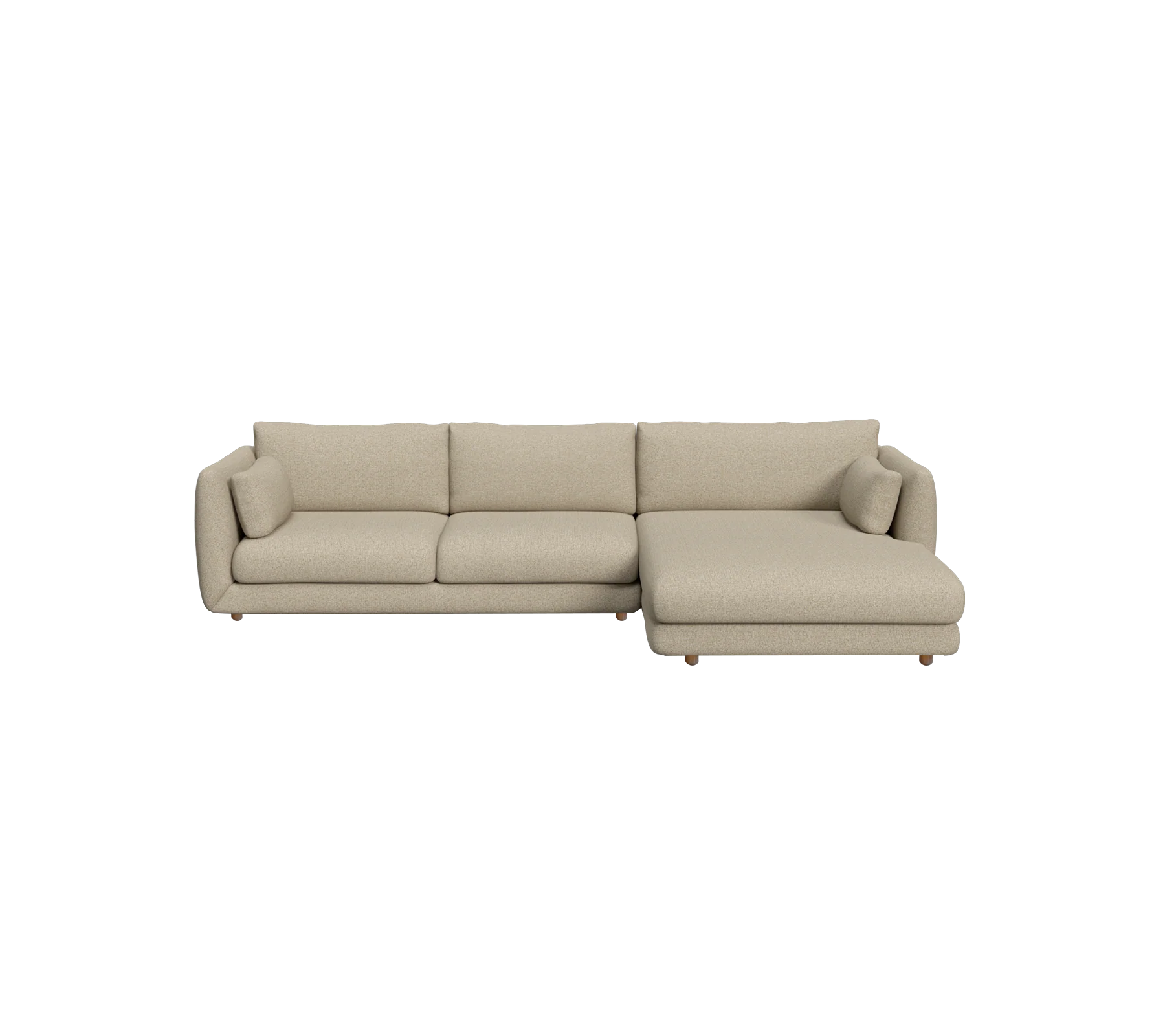 Bloom 2-seater sofa with chaise longue, left and teak legs - Image 13
