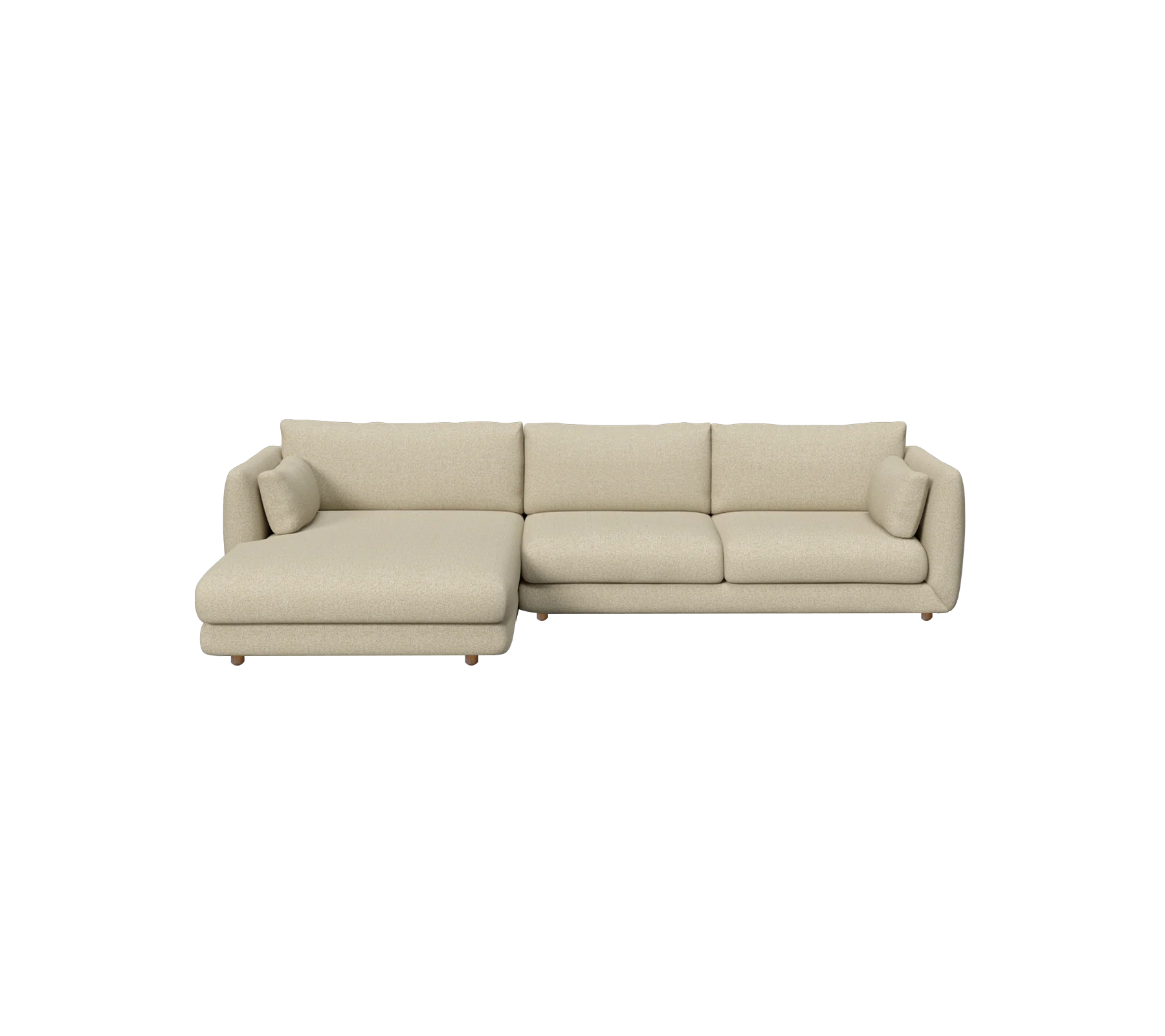 Bloom 2-seater sofa with chaise longue, right and teak legs - Image 11
