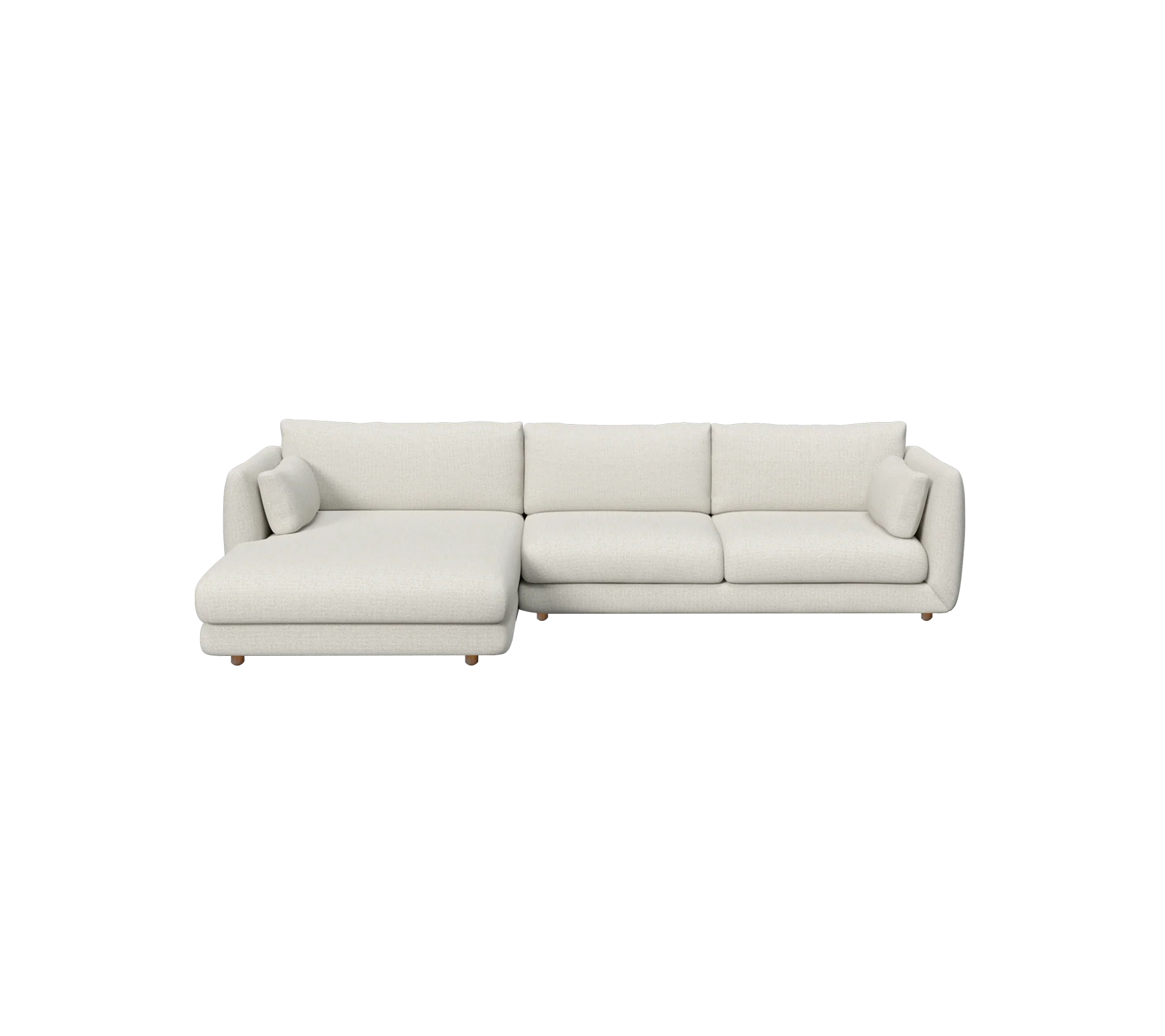 Bloom 2-seater sofa with chaise longue, right and teak legs - Image 12