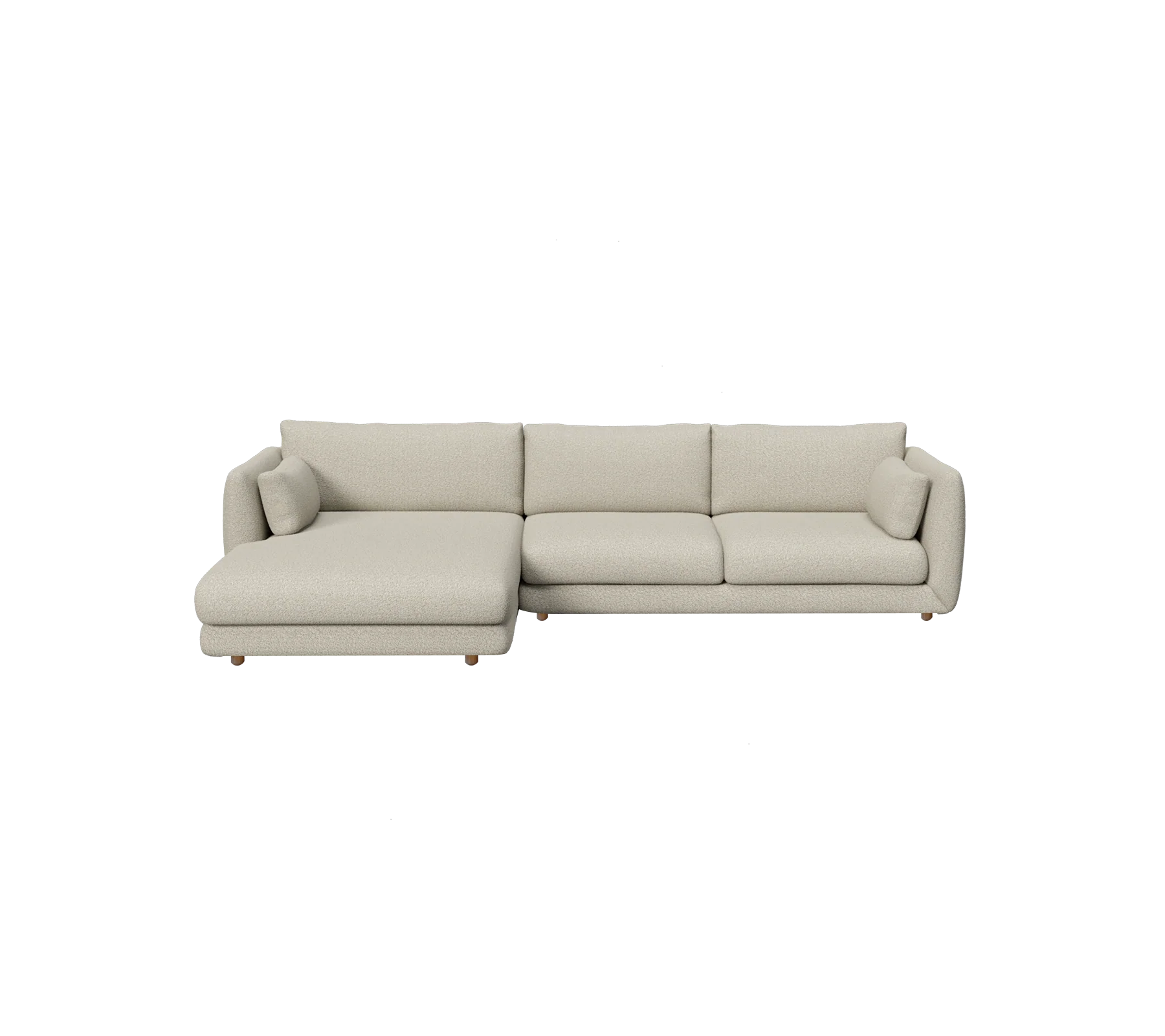 Bloom 2-seater sofa with chaise longue, right and teak legs - Image 16
