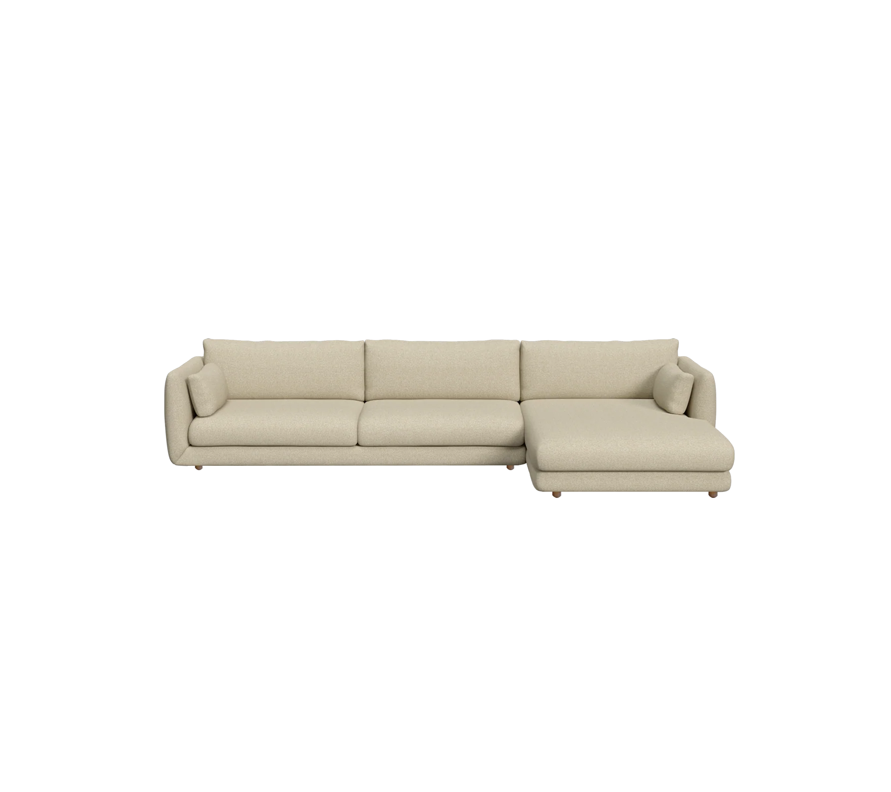 Bloom 3-seater sofa with chaise longue, left and teak legs - Image 11