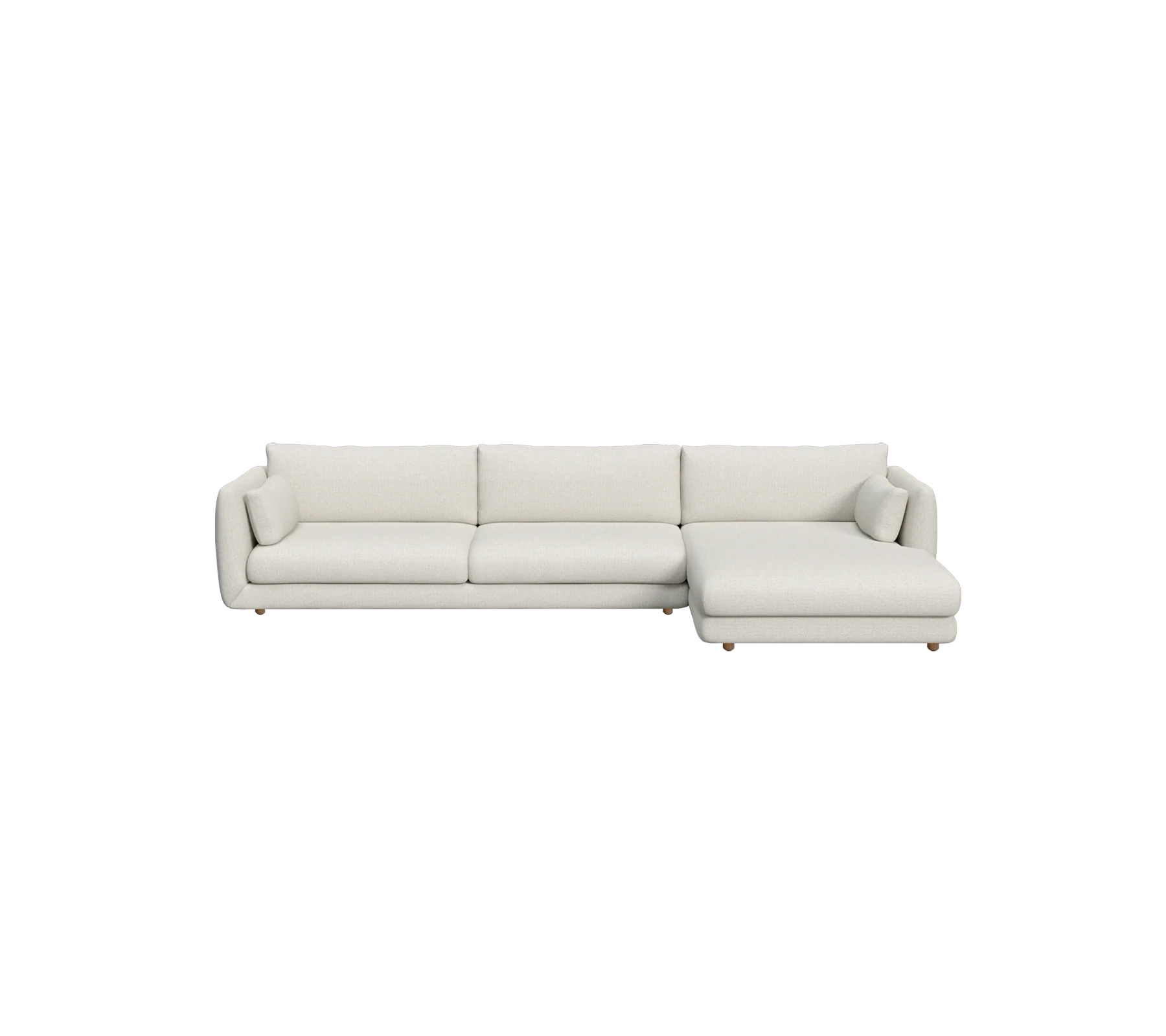 Bloom 3-seater sofa with chaise longue, left and teak legs - Image 12