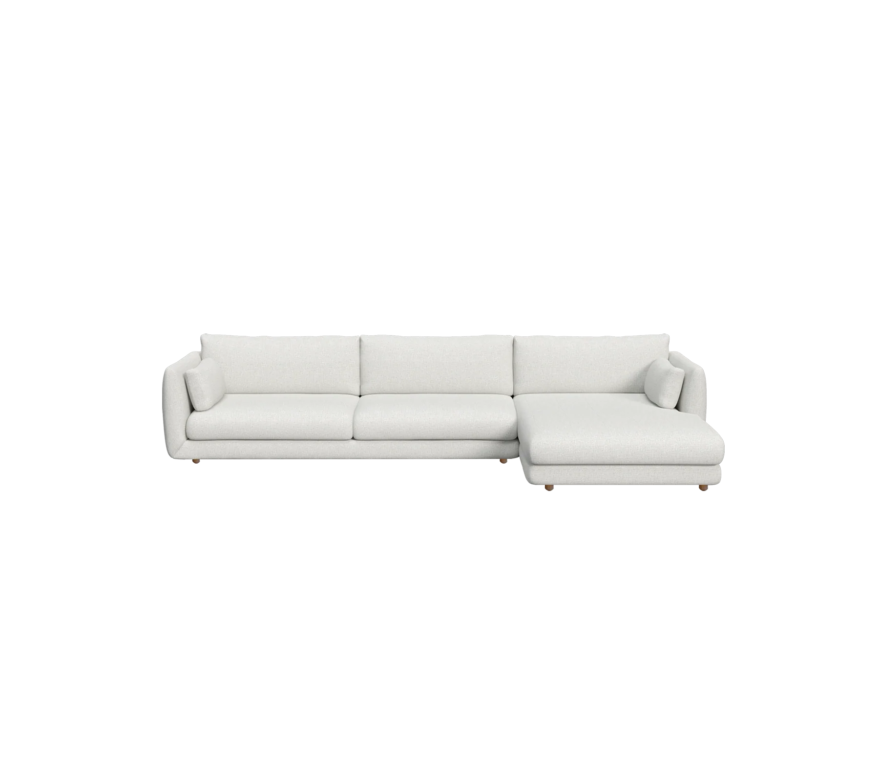 Bloom 3-seater sofa with chaise longue, left and teak legs - Image 14