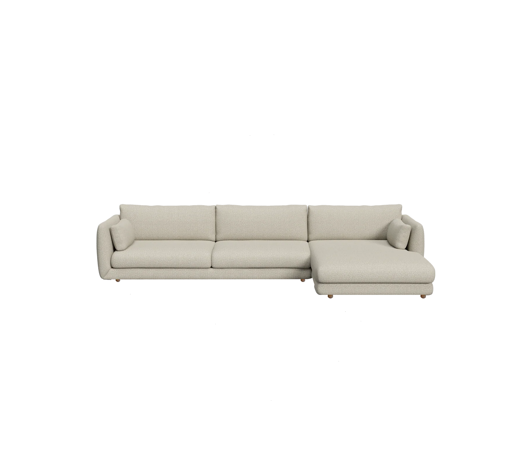 Bloom 3-seater sofa with chaise longue, left and teak legs - Image 16