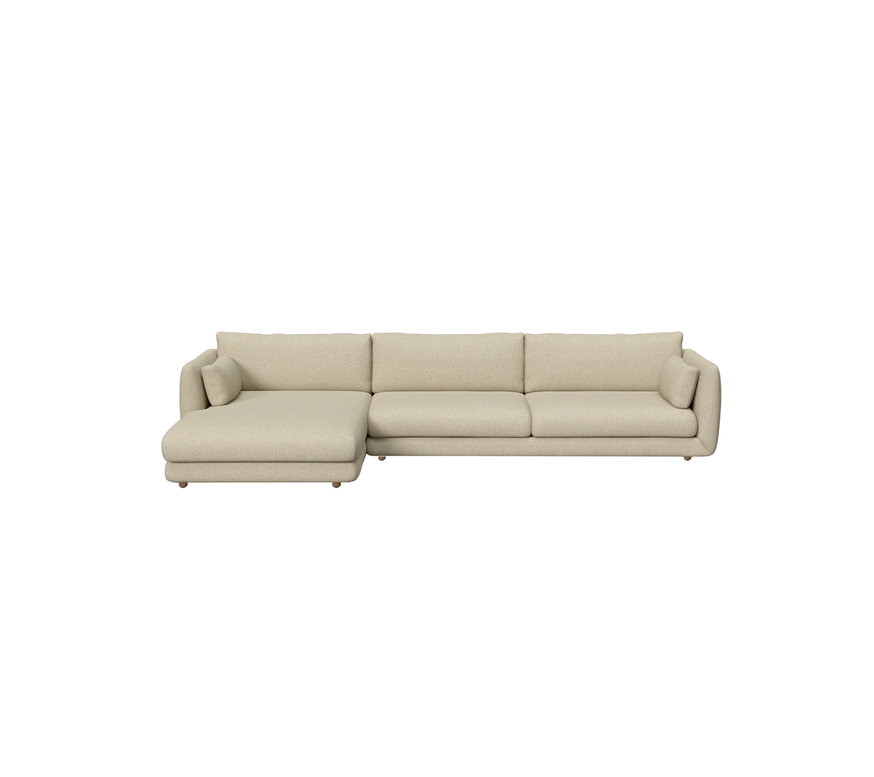 Bloom 3-seater sofa with chaise longue, right and teak legs - Image 11