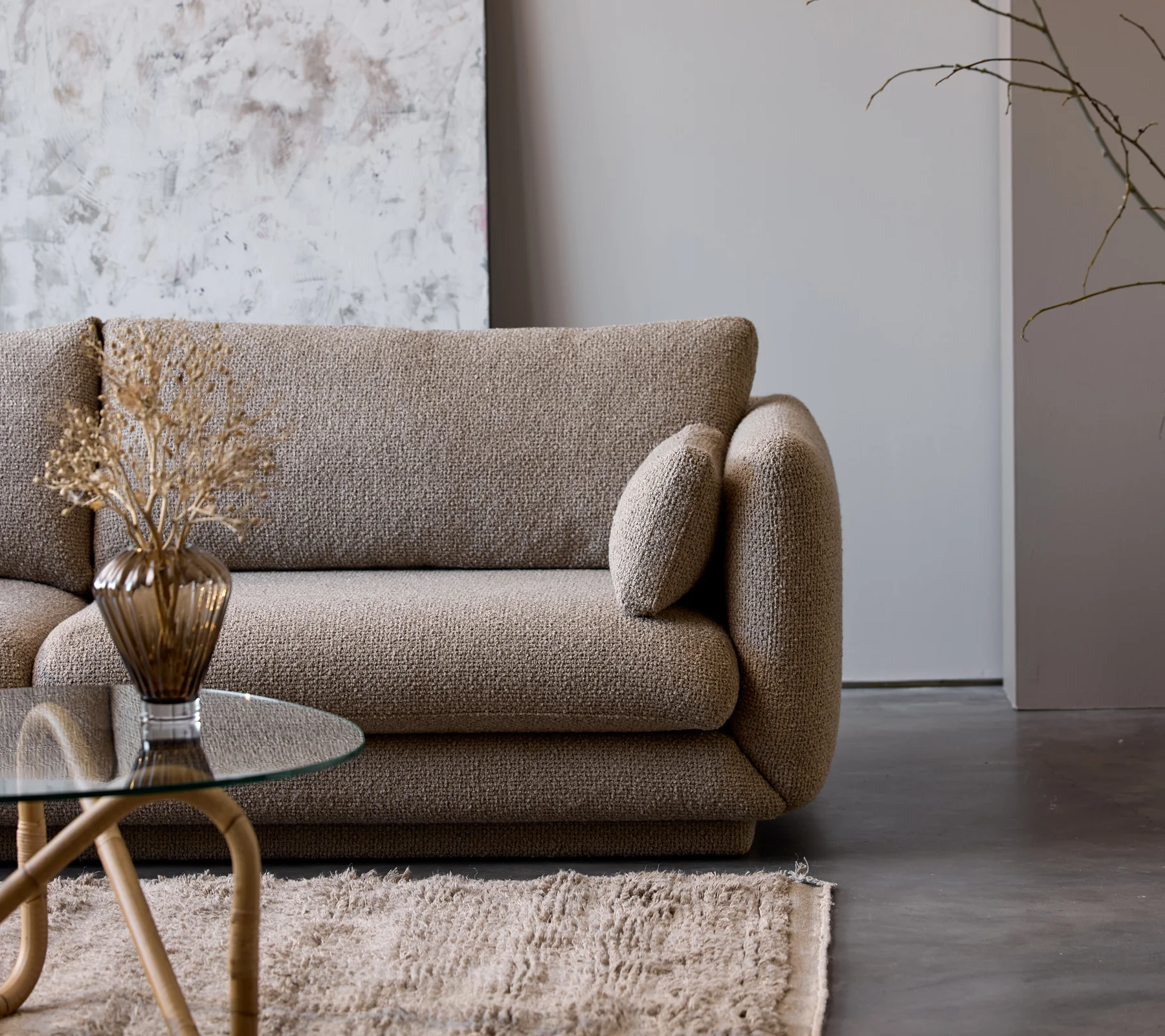 Bloom 3-seater sofa with chaise longue, right and teak legs - Image 3