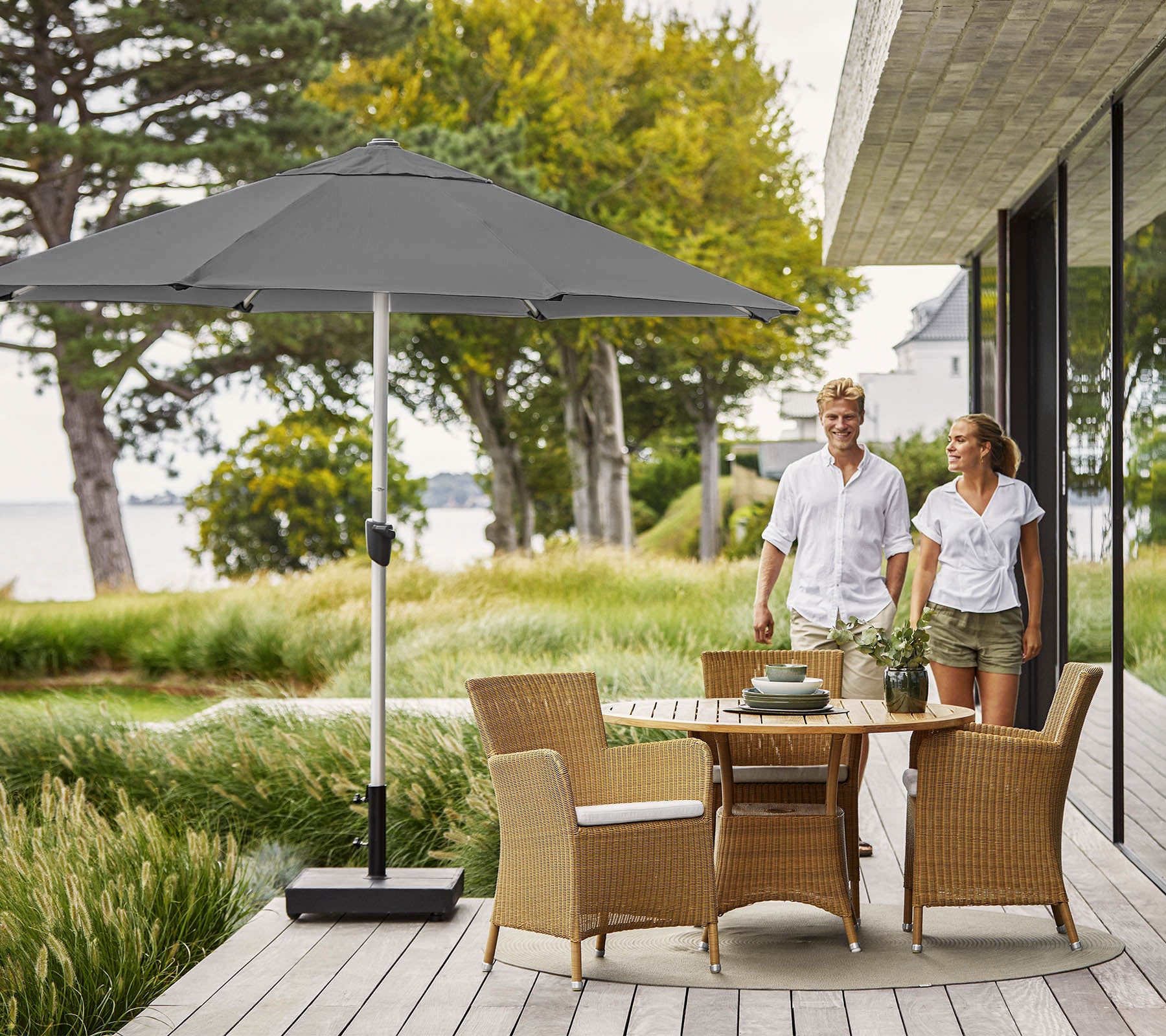 Sunshade parasol w/crank, dia. 3 m - Image 2